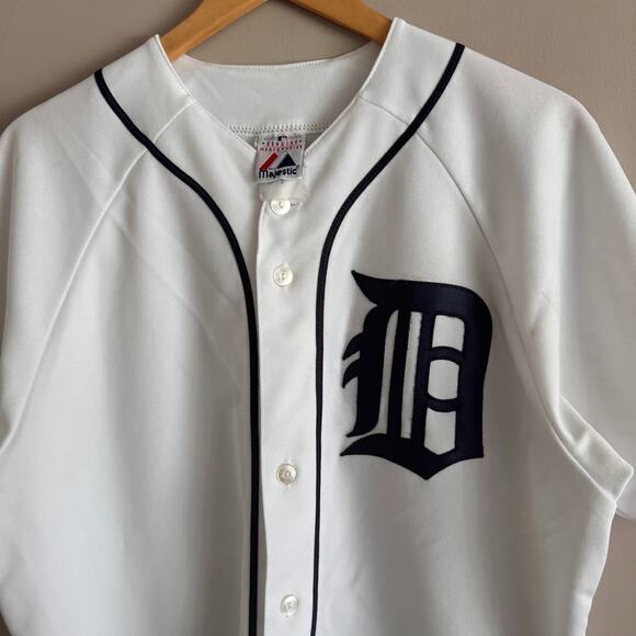 Vintage Majestic MLB Detroit Tigers White Button Front Jersey Blank Back Large - Picture 7 of 7